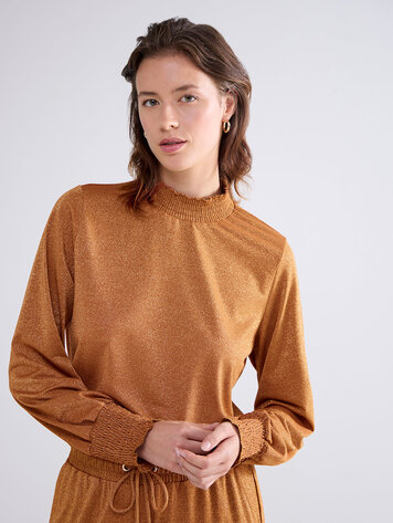 Summum Woman Top metallic camel brown