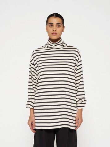 10DAYS Longsleeve coll tee stripes light natural/grey raven