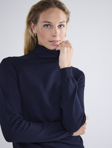 Summum Woman Sweater turtleneck basic knit midnightblue