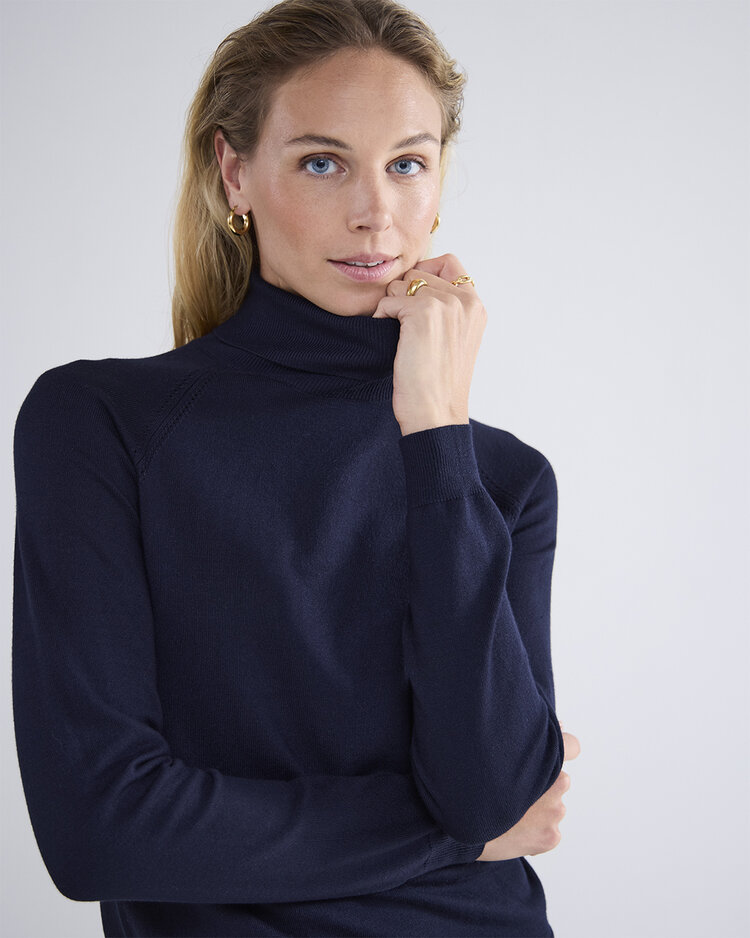Summum Woman Sweater turtleneck basic knit midnightblue Summum Woman