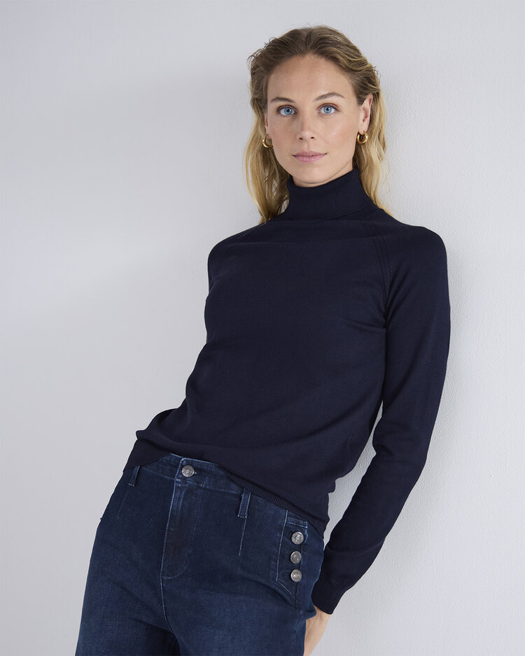 Summum Woman Sweater turtleneck basic knit midnightblue Summum Woman