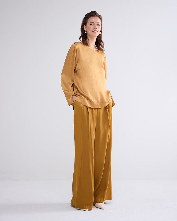 Summum Woman Trousers wide leg crepe viscose blend camel brown Summum Woman