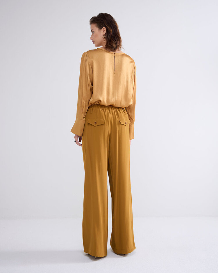 Summum Woman Trousers wide leg crepe viscose blend camel brown Summum Woman