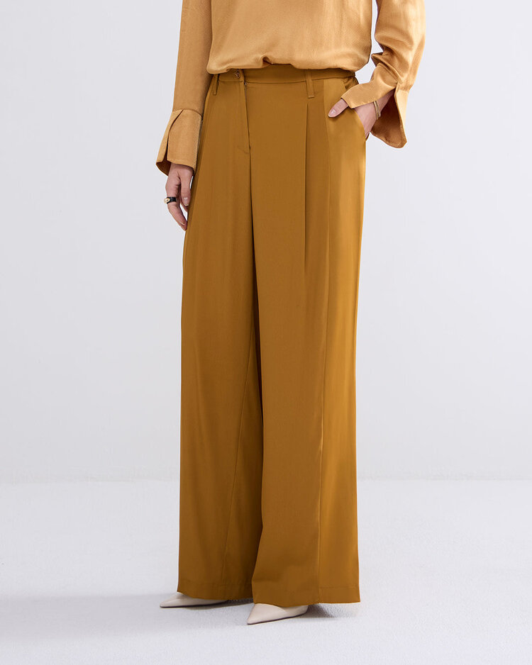 Summum Woman Trousers wide leg crepe viscose blend camel brown Summum Woman