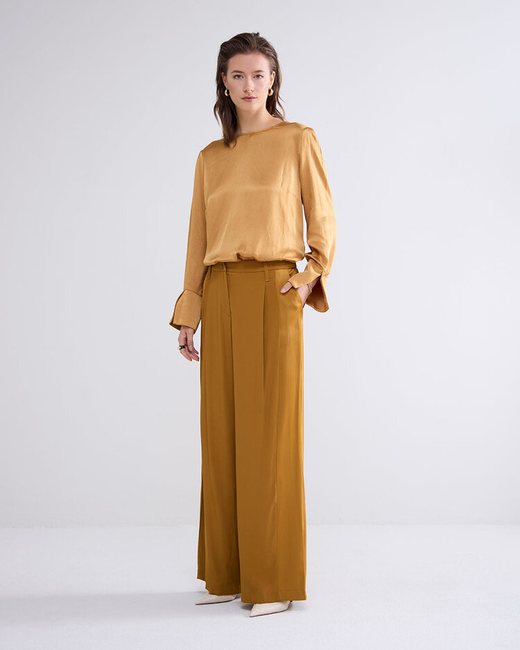 Summum Woman Trousers wide leg crepe viscose blend camel brown Summum Woman