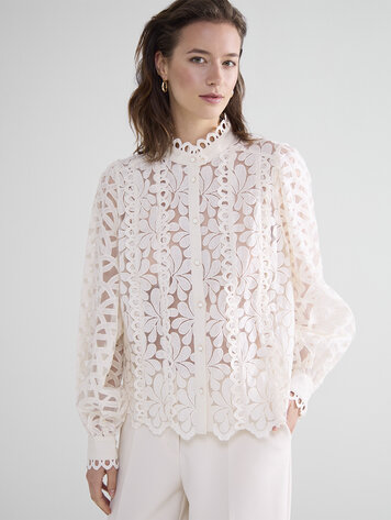 Summum Woman Blouse geweven kant ivory