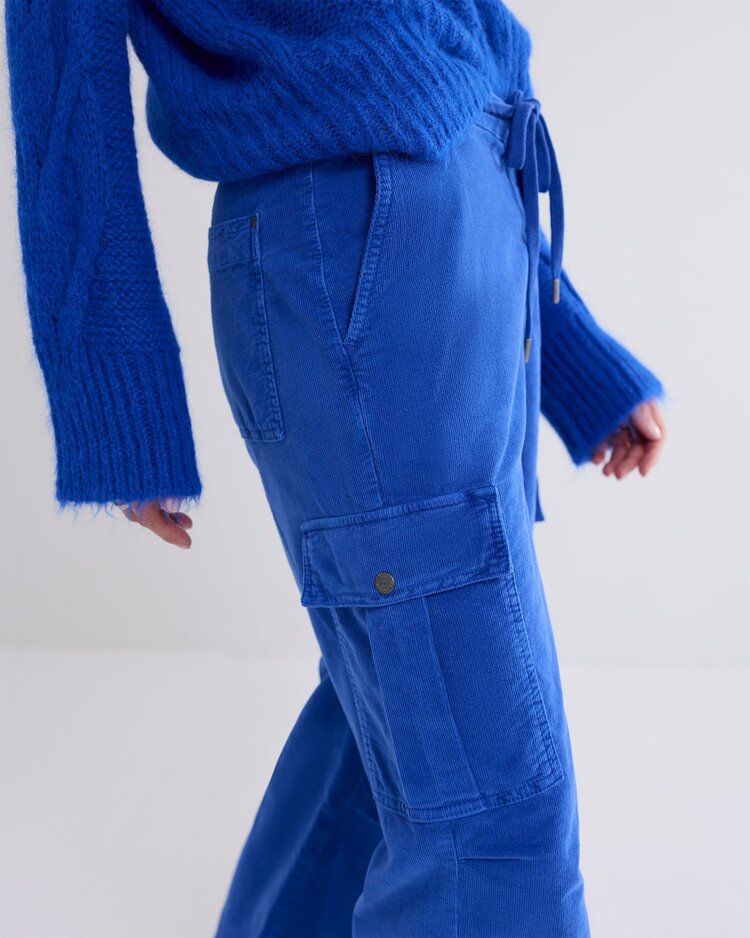 Summum Woman Cargo pants soft stretch cord royal blue Summum Woman