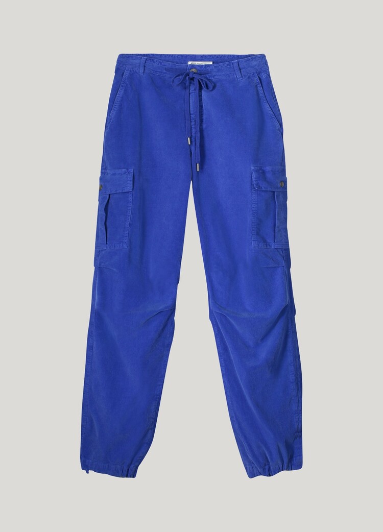Summum Woman Cargo pants soft stretch cord royal blue Summum Woman
