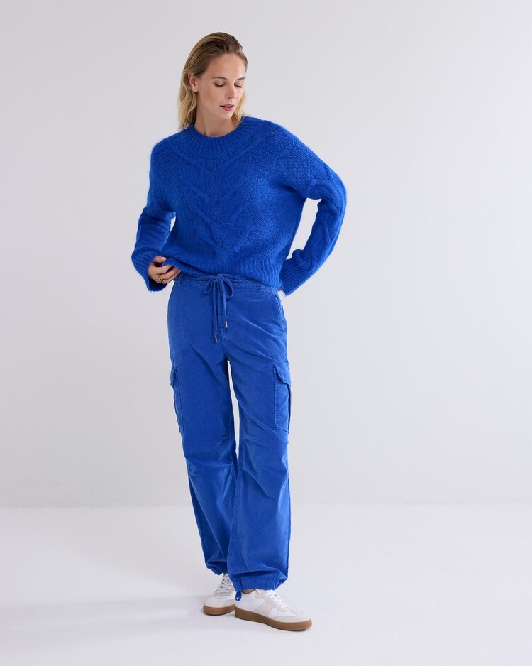 Summum Woman Cargo pants soft stretch cord royal blue Summum Woman