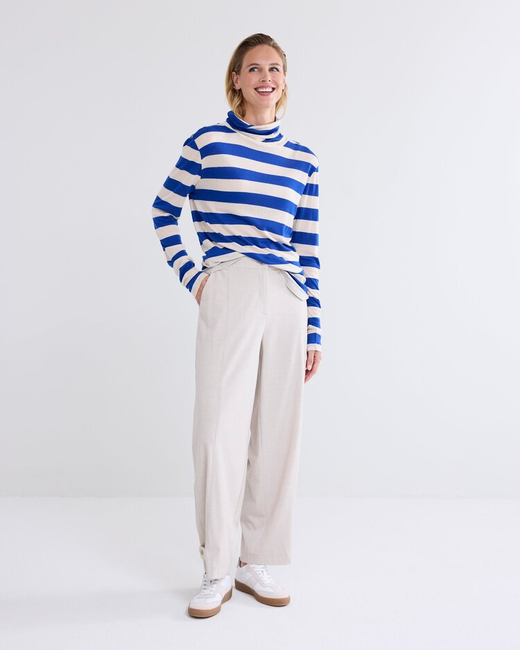 Summum Woman Turtleneck top sheer jersey stripe royal blue Summum Woman