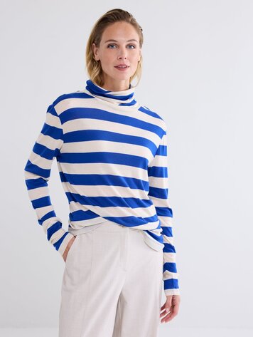 Summum Woman Aangesloten coltrui gestreept royal blue
