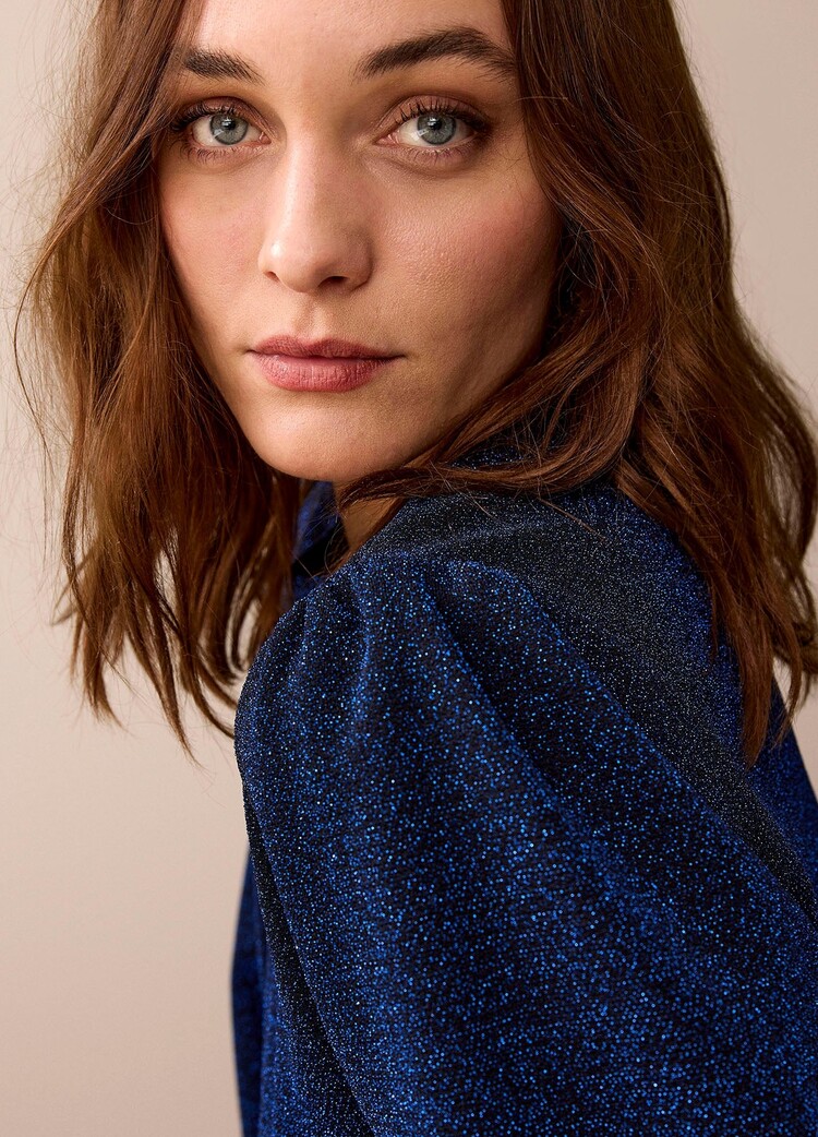 Summum Woman Top lurex jersey bonded royal blue Summum Woman