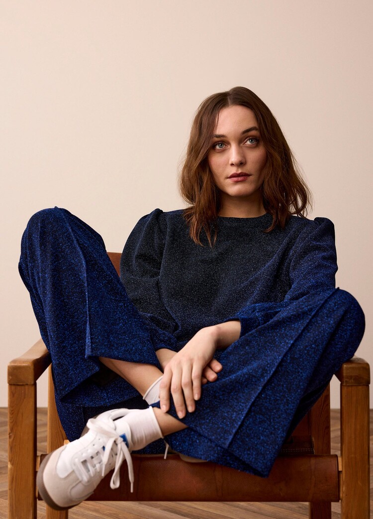 Summum Woman Top lurex jersey bonded royal blue Summum Woman