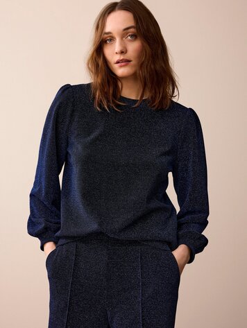 Summum Woman Top van glinsterend lurex royal blue