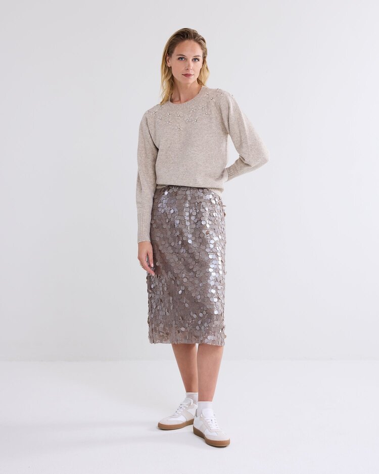 Skirt dull big sequins cashmere Summum Woman
