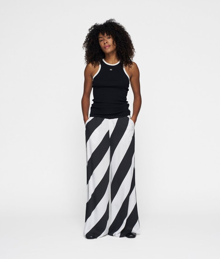 10DAYS Tank top rib contrast black 10Days