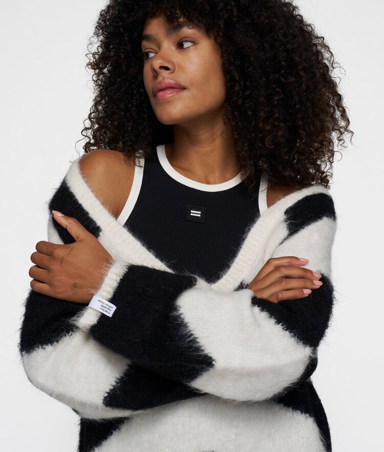 10DAYS Soft v-neck sweater ecru/black 10Days