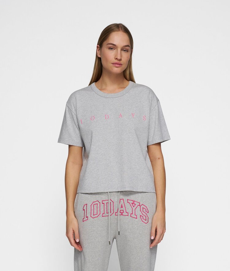 10DAYS Short sleeve tee logo light grey melee 10Days