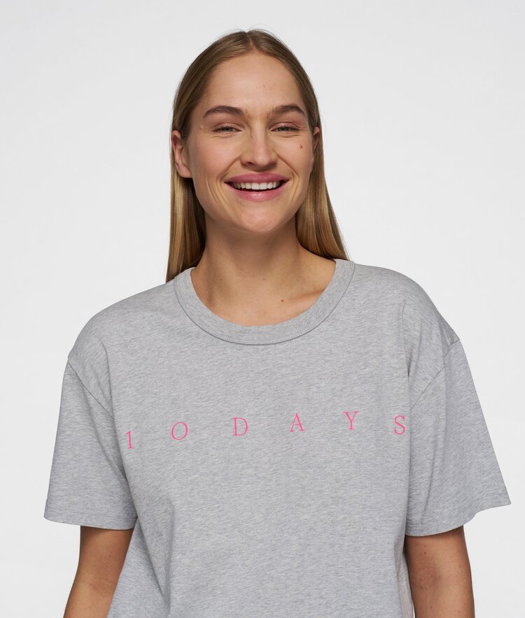 10DAYS Short sleeve tee logo light grey melee 10Days