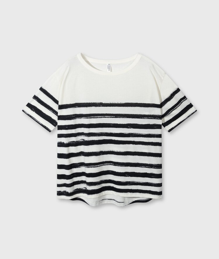 Tee painted stripes ecru 10Days