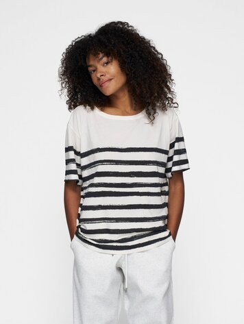 Tee painted stripes ecru