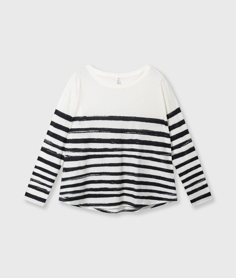 10DAYS Long sleeve tee painted stripes ecru 10Days