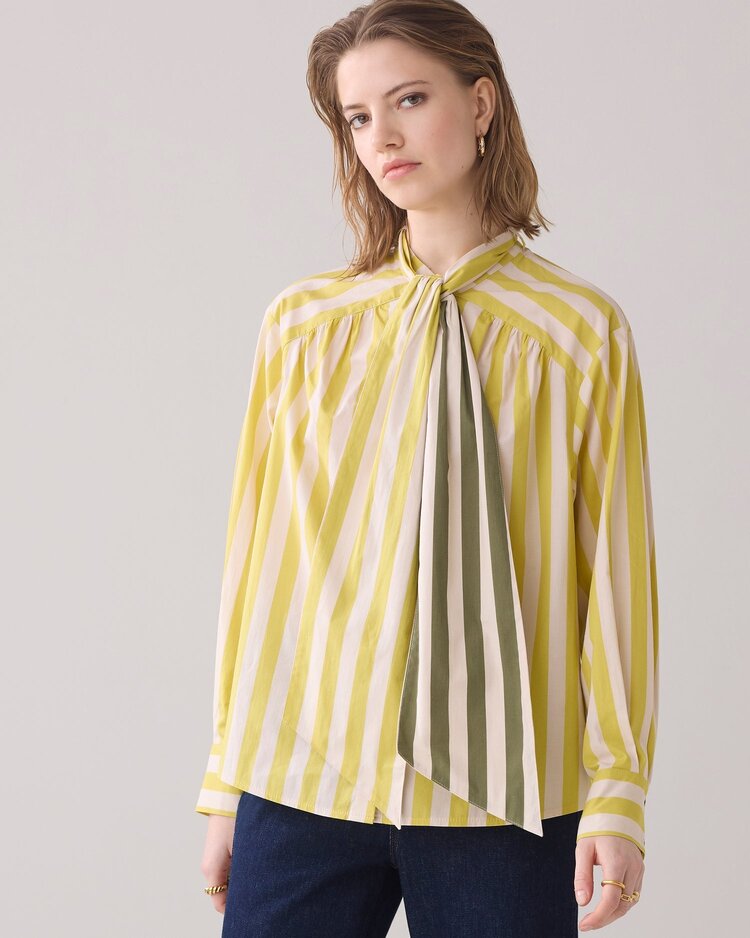 Summum Woman Blouse bow tie printed stripe mimosa yellow Summum Woman
