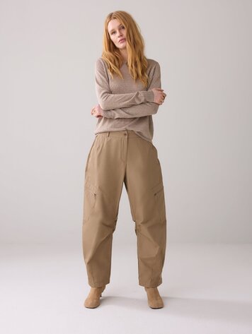 Summum Woman Barrelfit broek met pofeffect khaki