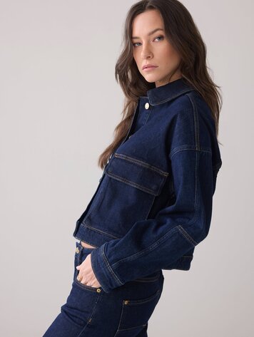 Summum Woman Boxy denim jack night blue denim