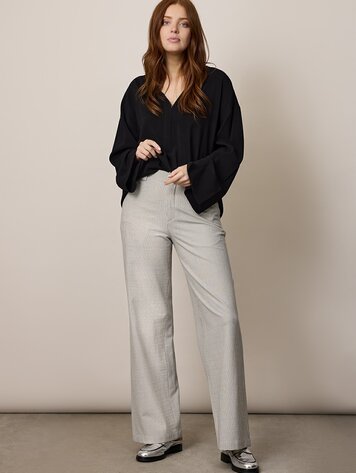 Liv pants seersucker ecru/black