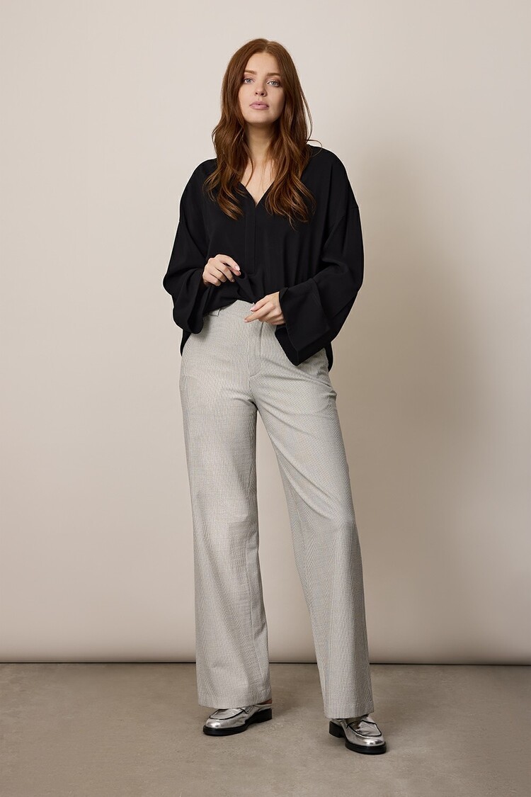 Corel Amsterdam Liv pants seersucker ecru/black Corel