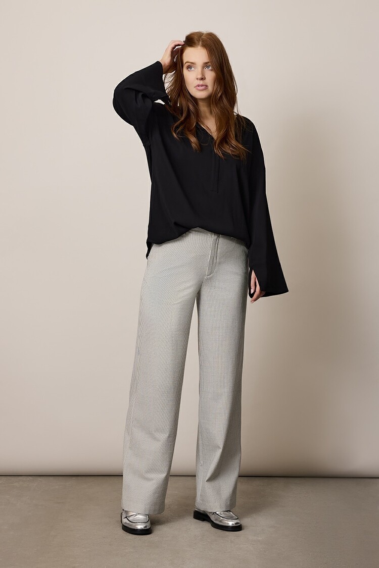 Corel Amsterdam Liv pants seersucker ecru/black Corel