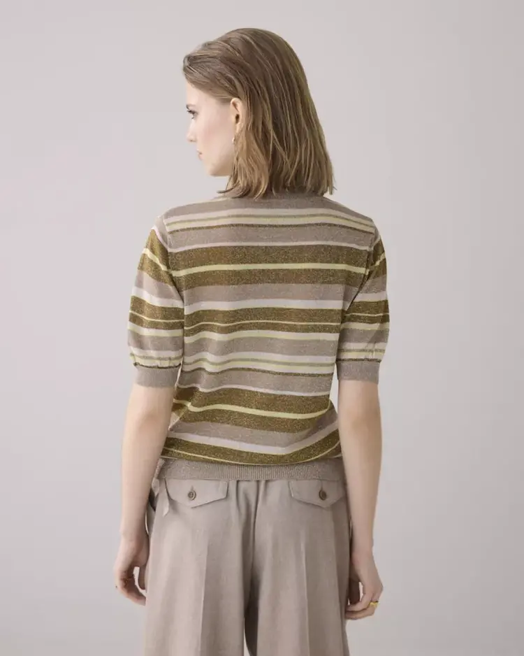 Summum Woman Short sleeve sweater striped lurex knit multicolour Summum Woman