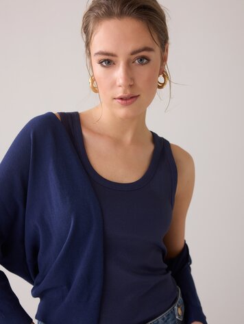 Summum Woman Rib tanktop cotton navy noir