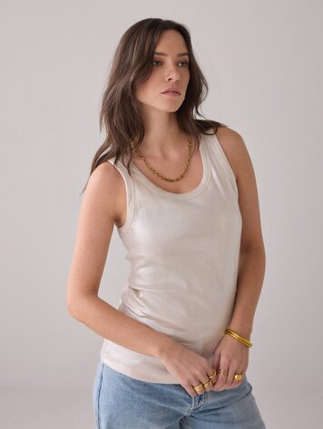 Summum Woman Rib tanktop cotton ivory
