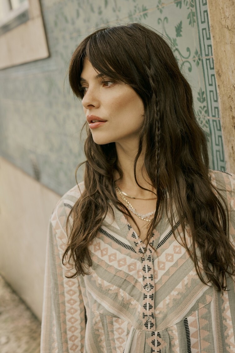 CRSola dress tea jacquard Cream