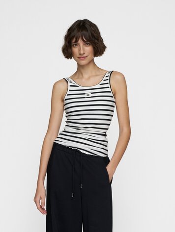 10DAYS Ballet top back scoop stripes ecru/black