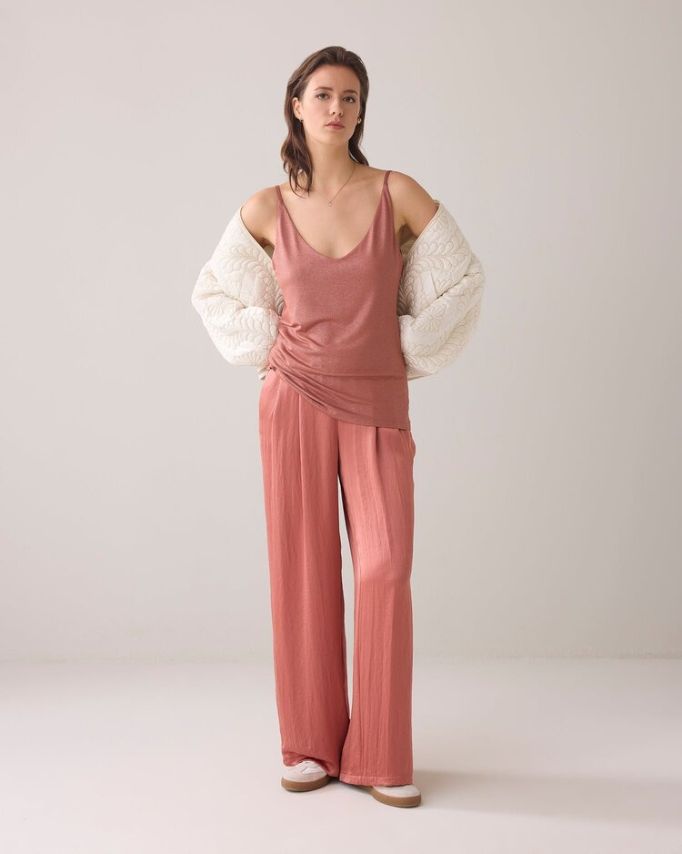 Summum Woman Reversible singlet met foilprint sephia blush Summum Woman