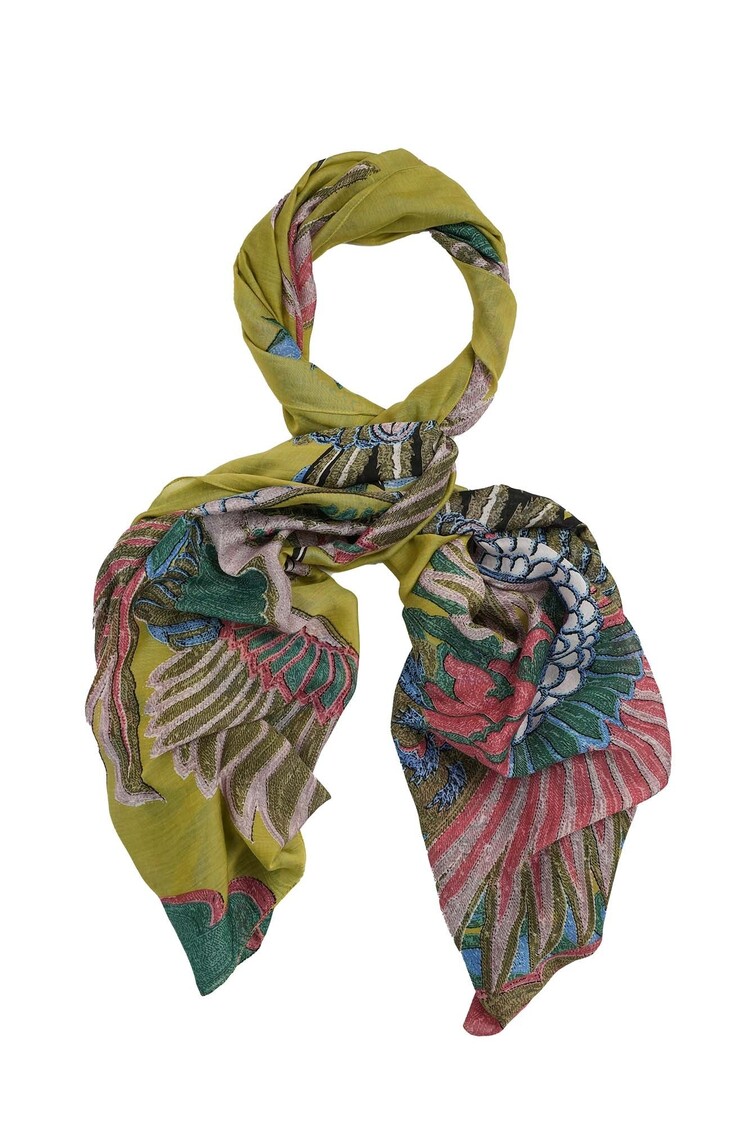 Scarf Crane Olive One Hundred Stars