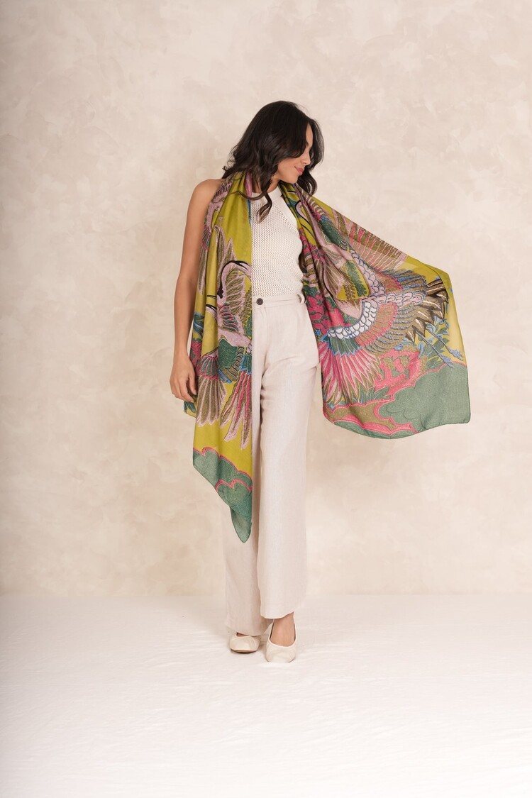 One Hundred Stars Scarf Crane Olive One Hundred Stars