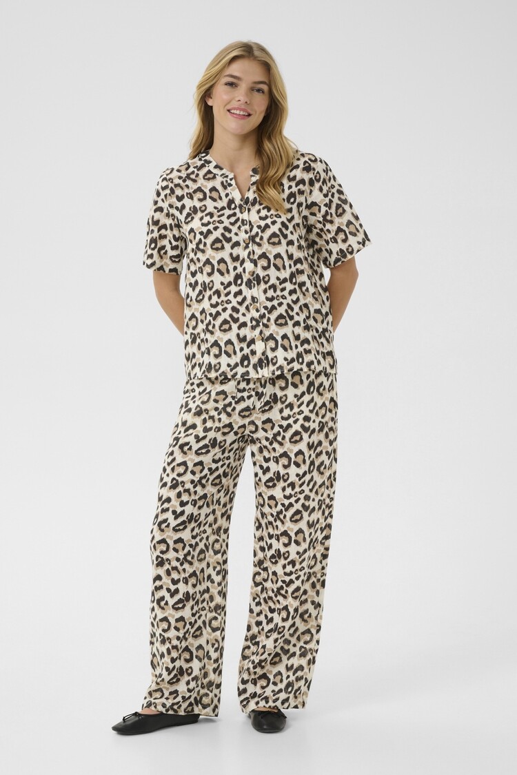 Cream CRBellis linen pant nature leopard Cream