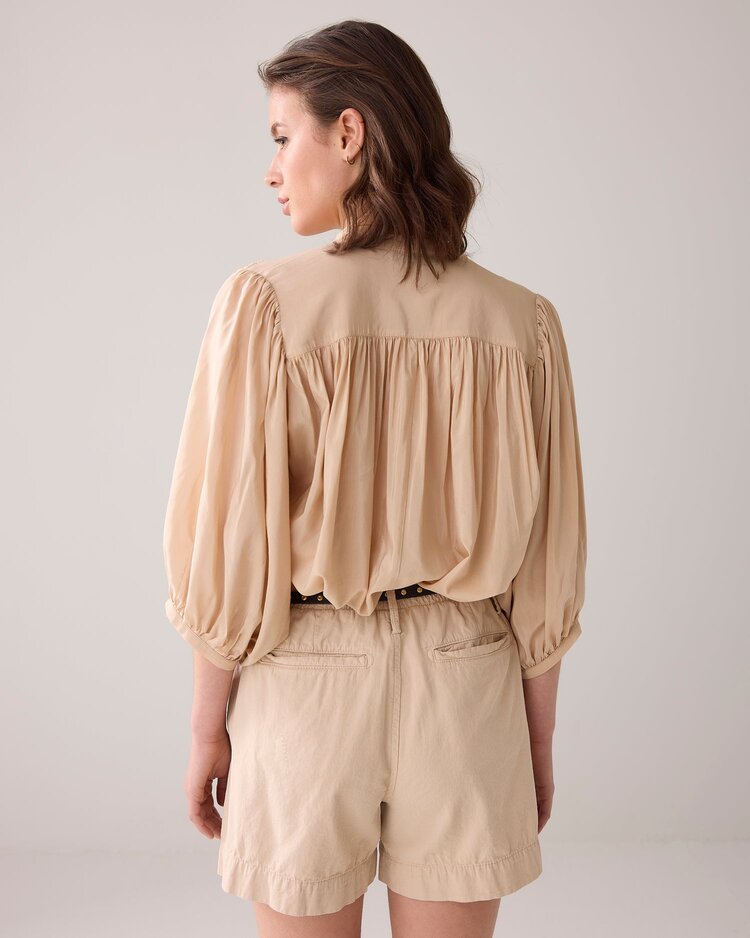 Summum Woman Short cotton linen twill sesame Summum Woman