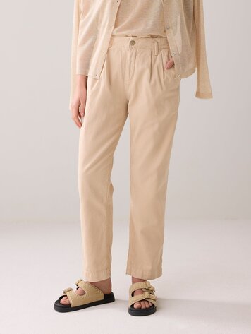 Summum Woman Tapered chino cotton linen twill sesame