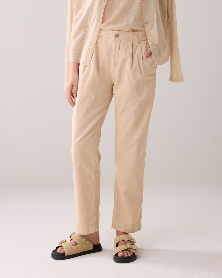 Summum Woman Tapered chino cotton linen twill sesame Summum Woman