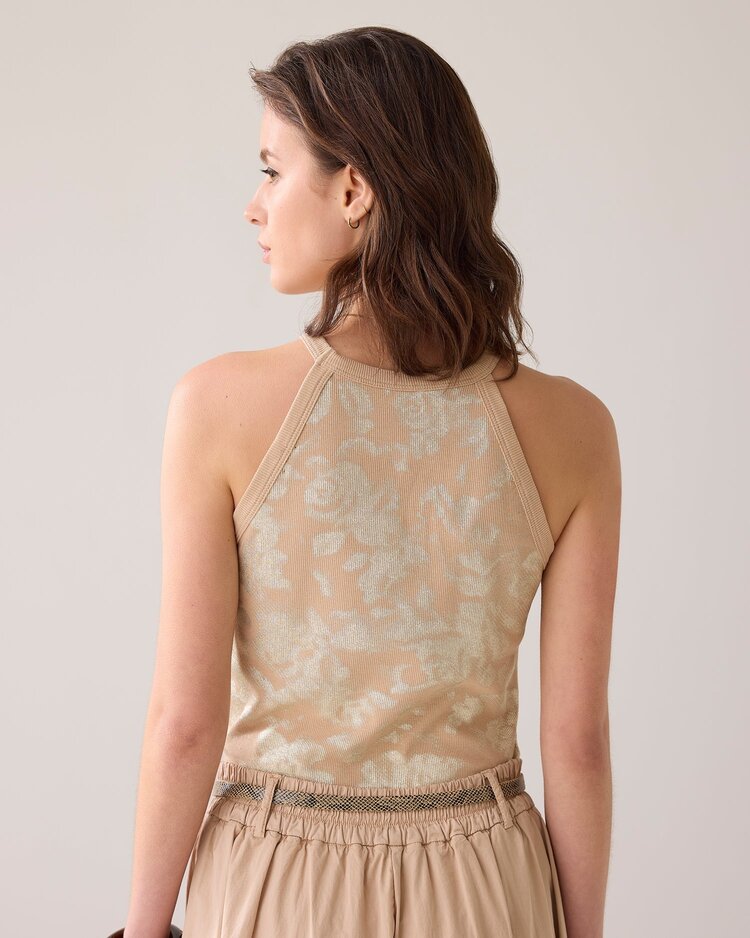 Summum Woman Halter rib top printed sesame Summum Woman
