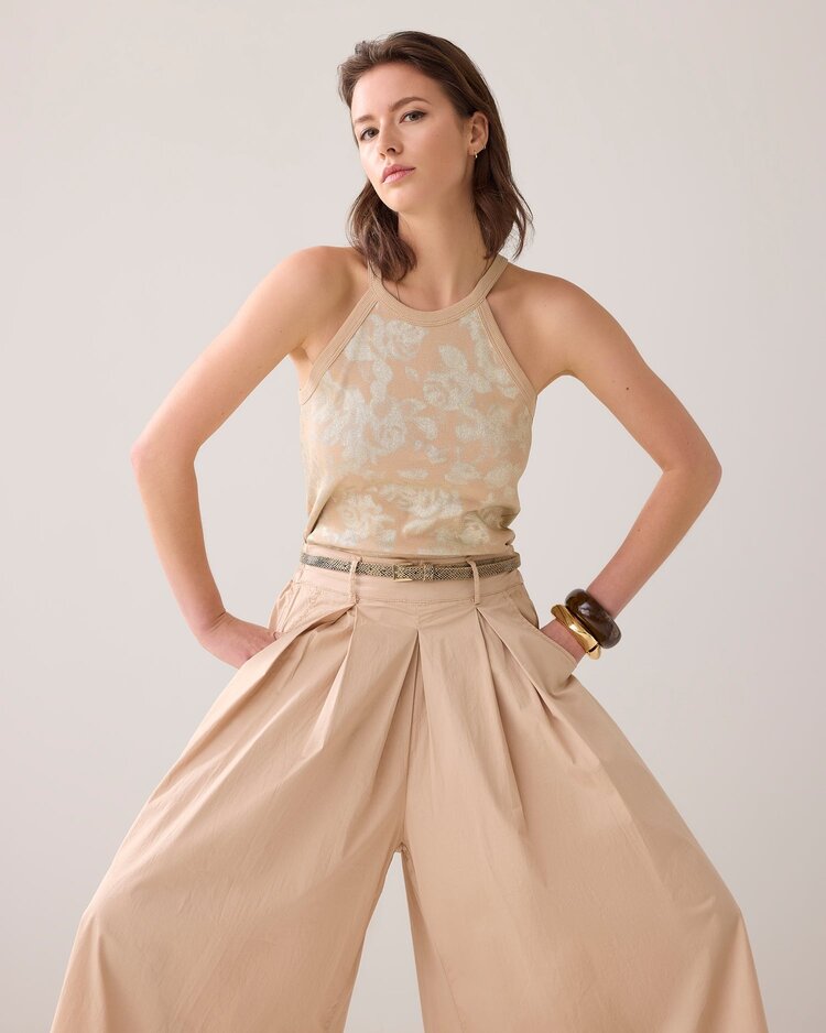 Summum Woman Halter rib top printed sesame Summum Woman