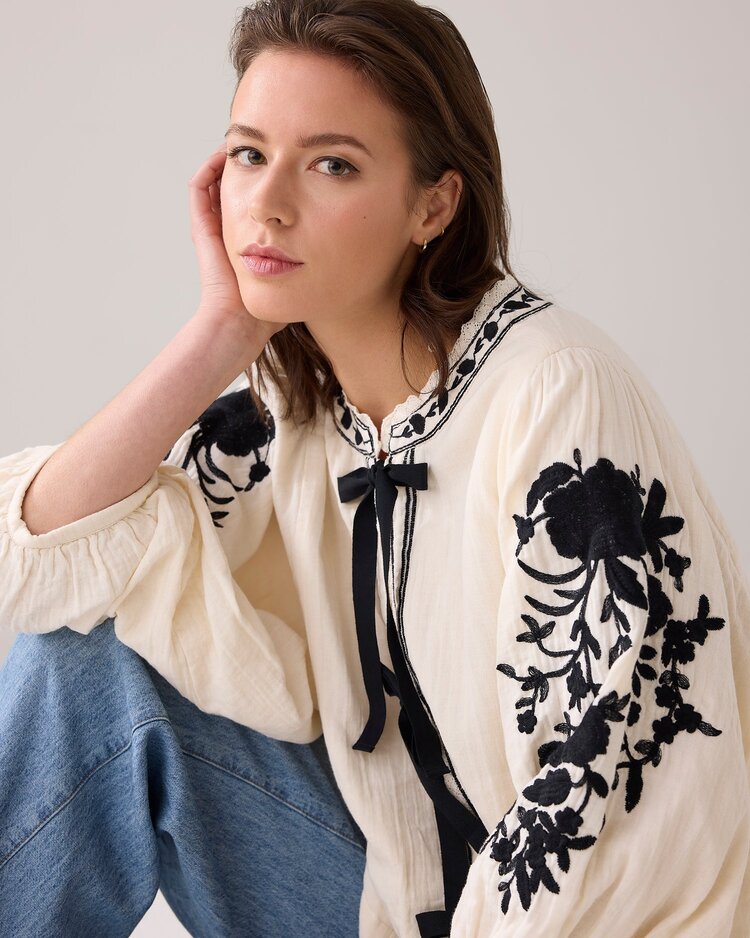 Cotton embro jacket ivory Summum Woman