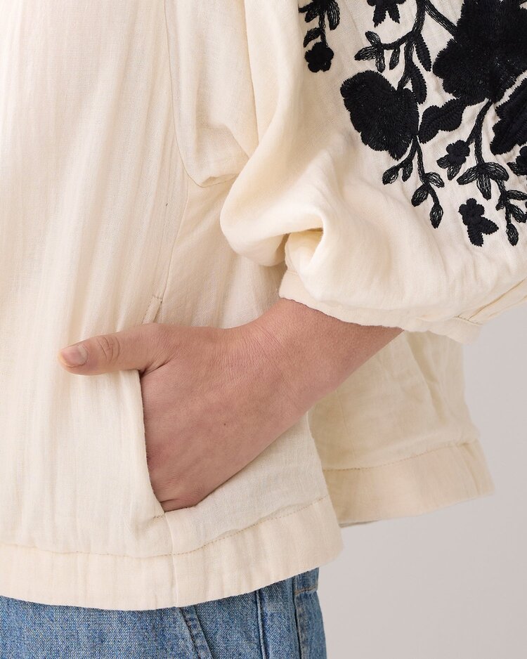 Cotton embro jacket ivory Summum Woman