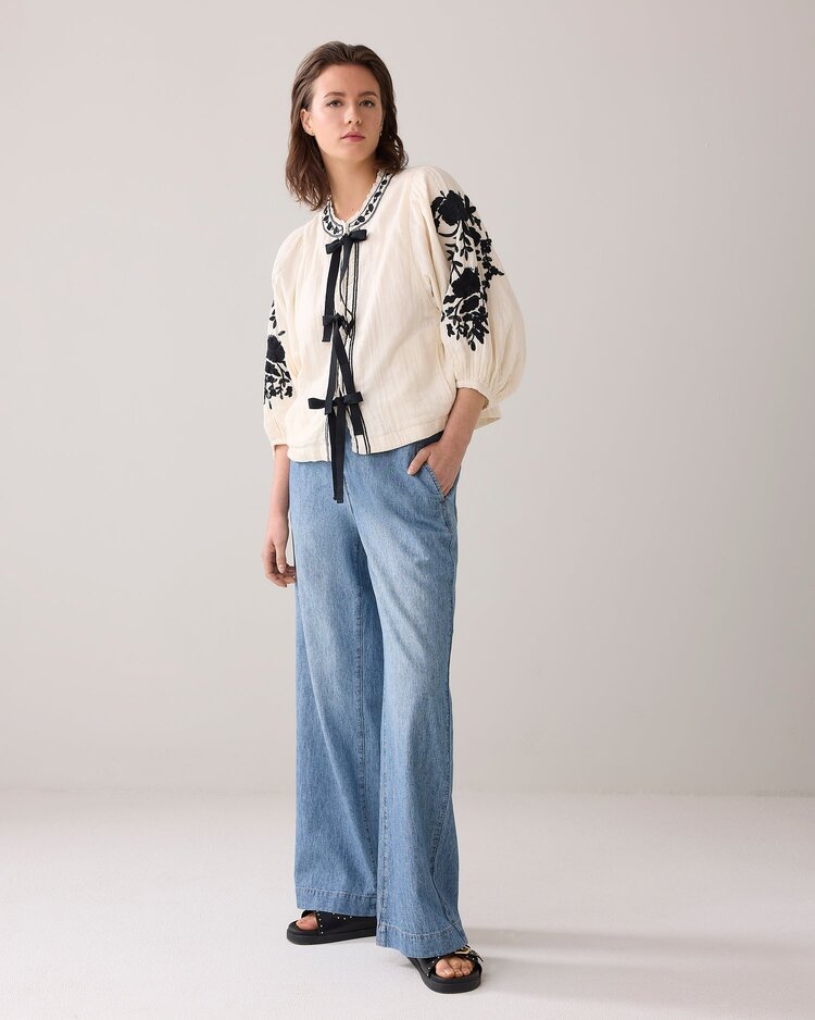 Cotton embro jacket ivory Summum Woman