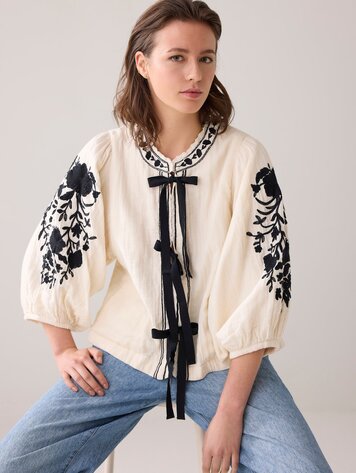 Summum Woman Cotton embro jacket ivory